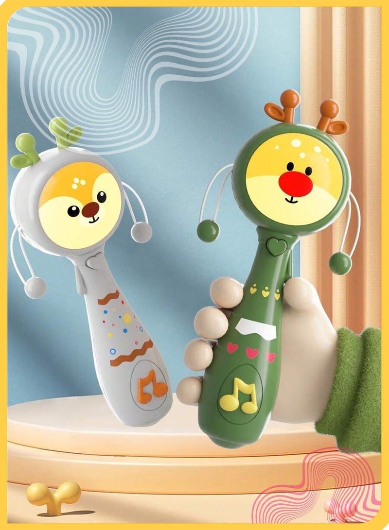 She&Little Deer Baby Musical Rattle Teething Toy with Lights, Soothing and Sensory Development Toy for 6–18 Months Boys and Girls (White) - Image 5